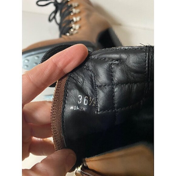 Tods Lace Up Tasseled Leather Ankle Boots 36.5 Brown Black Leather Laces 4" heel - Picture 12 of 16